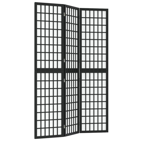 vidaXL 3-tlg. Paravent Japanischer Stil Faltbar 120x170 cm Schwarz