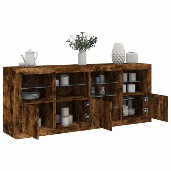 vidaXL Sideboard mit LED-Leuchten R&auml;uchereiche 164x37x67 cm