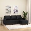 vidaXL 3-Sitzer-Sofa mit Hocker Schwarz 180 cm Kunstleder