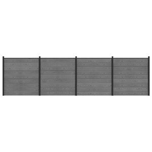 vidaXL zaunset 699 x 186 cm WPC und Aluminium Grau