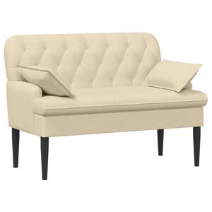 vidaXL Zweisitzer mit Knopfheftung Creme 111 x 68 x 80 cm Stoff