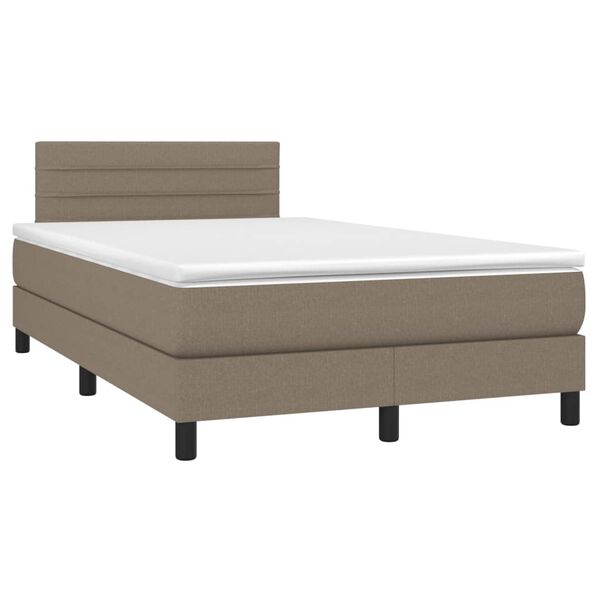 vidaXL Boxspringbett mit Matratze & LED Taupe 120x200 cm Stoff