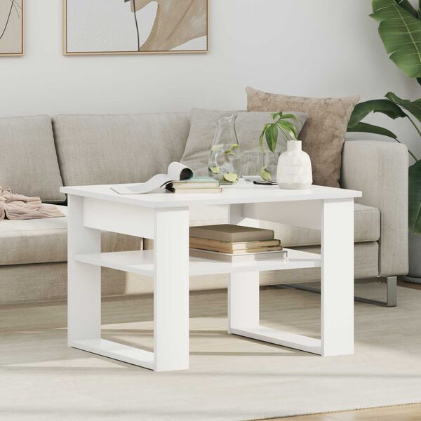 vidaXL Couchtisch mit Speicher Wei&szlig; 64 x 54 x 44 cm Holzwerkstoff