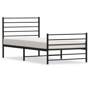vidaXL Bettgestell mit Kopf- und Fu&szlig;teil Metall Schwarz 80x200 cm