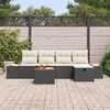 vidaXL Garten-Sofa-Set mit Kissen 6 pcs Schwarz Poly Rattan