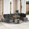 vidaXL Gartensofa-set mit Kissen mit Speicher 9 pcs Grau Poly Rattan