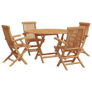 vidaXL Garten Essgruppe 5 pcs Braun Massivholz Teak