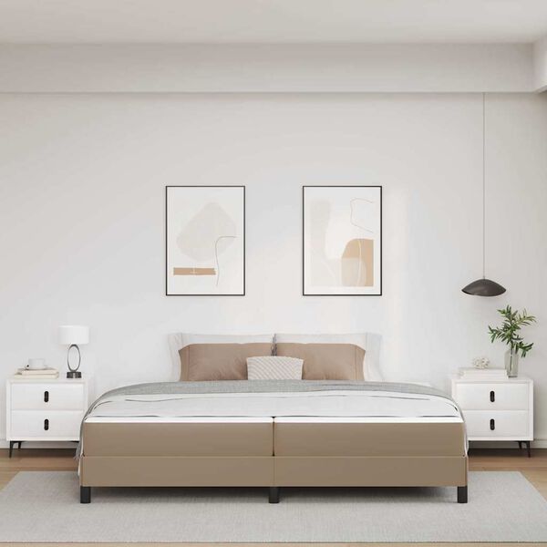 vidaXL Bettrahmen mit Matratze Cappuccino 200 x 200 cm Stoff