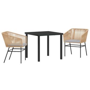 vidaXL Garten Essgruppe 3 pcs Braun Pulverbeschichteter Stahl