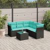 vidaXL 6-tlg. Garten-Sofagarnitur mit Kissen Schwarz Poly Rattan