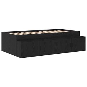 vidaXL Bett mit Stauraum mit Speicher Schwarz Eichen-Optik 90 x 190 cm