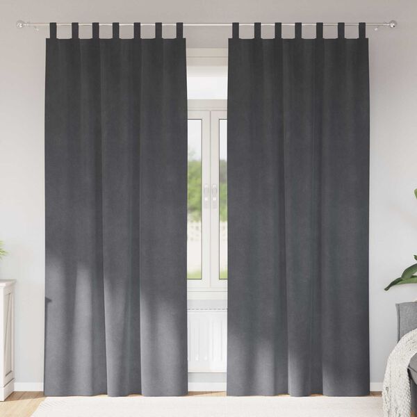 vidaXL Verdunkelungsvorhänge 2 pcs Hellgrau 140 x 245 cm Samt