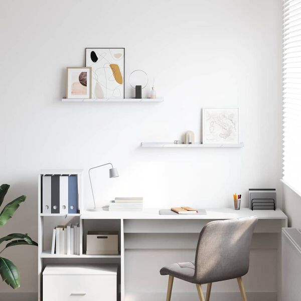 vidaXL Wandregal 2 pcs Wei&szlig; Marmor 80 x 9 x 3 cm Holzwerkstoff