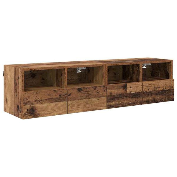 vidaXL TV-Wandregale 2 pcs Altholz 60 x 30 x 30 cm Holzwerkstoff