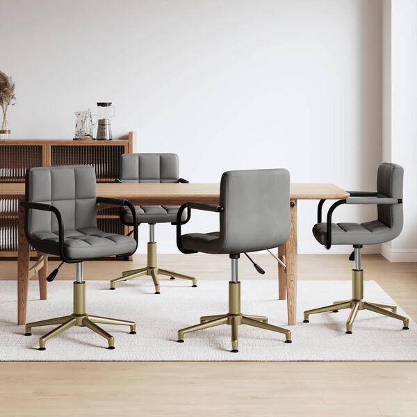 vidaXL Esszimmerst&uuml;hle 4 Stk. Drehbar Hellgrau Samt