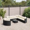 vidaXL 10-tlg. Garten-Sofagarnitur mit Kissen Schwarz Poly Rattan