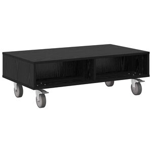 vidaXL Beistelltisch mit R&auml;dern Schwarz Eichen-Optik 90 x 50 x 30 cm