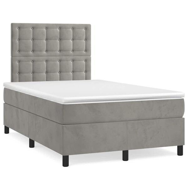 vidaXL Boxspringbett mit Matratze Hellgrau 120x190 cm Samt