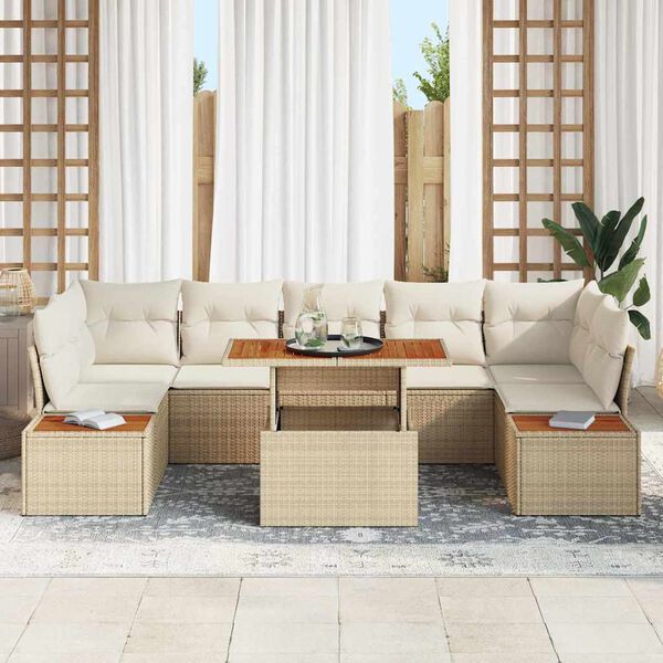 vidaXL Garten-Sofa-Set mit Speicher 8 pcs Beige Poly Rattan