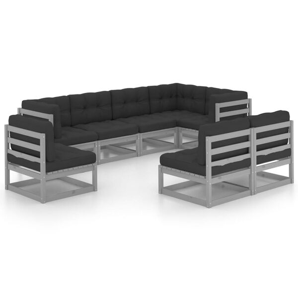 vidaXL 8-tlg. Garten-Lounge-Set mit Kissen Massivholz Kiefer