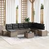 vidaXL Garten-Sofa-Set mit Kissen mit Speicher 8 pcs Grau Poly-Rattan