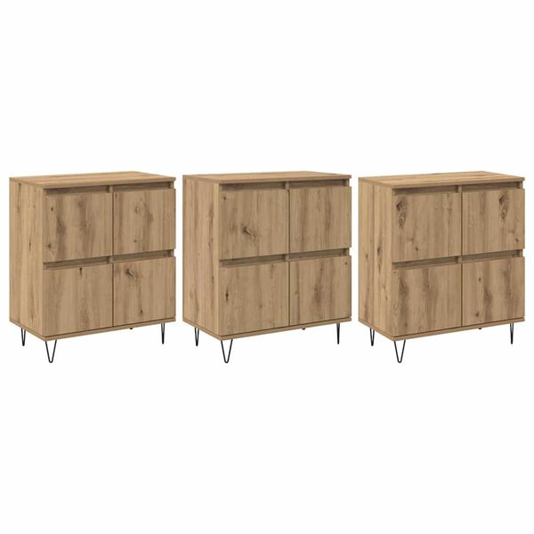 vidaXL Sideboards 3 pcs Artisan-Eiche 180 x 35 x 70 cm Holzwerkstoff