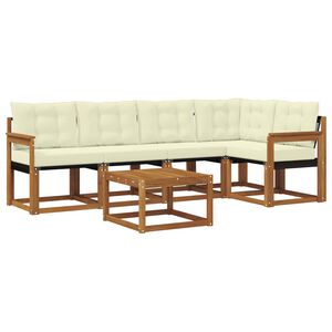 vidaXL Outdoor-Sofagarnitur mit Kissen 6 pcs Natur und Creme