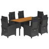 vidaXL 7-tlg. Garten-Essgruppe mit Kissen Schwarz Poly Rattan