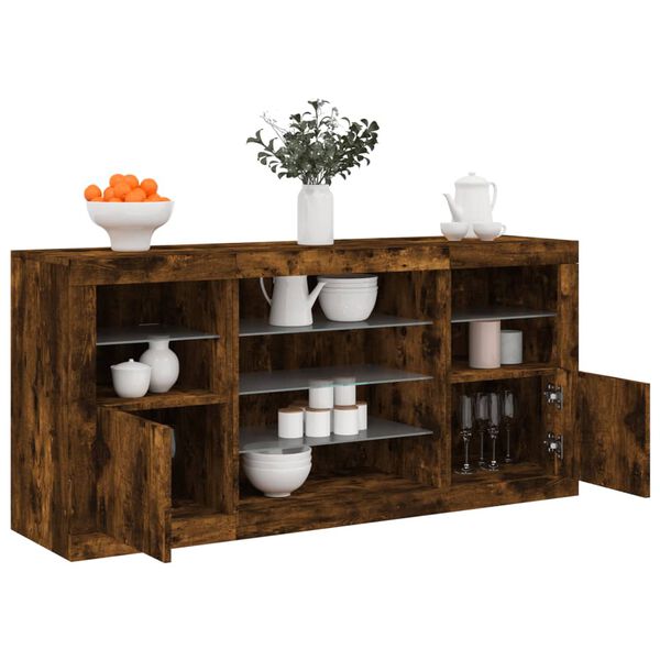 vidaXL Sideboard mit LED-Leuchten R&auml;uchereiche 142,5x37x67 cm