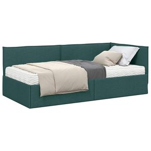 vidaXL Eckbettgestell mit Matratze mit Kopfteil 2 pcs Gr&uuml;n Samt
