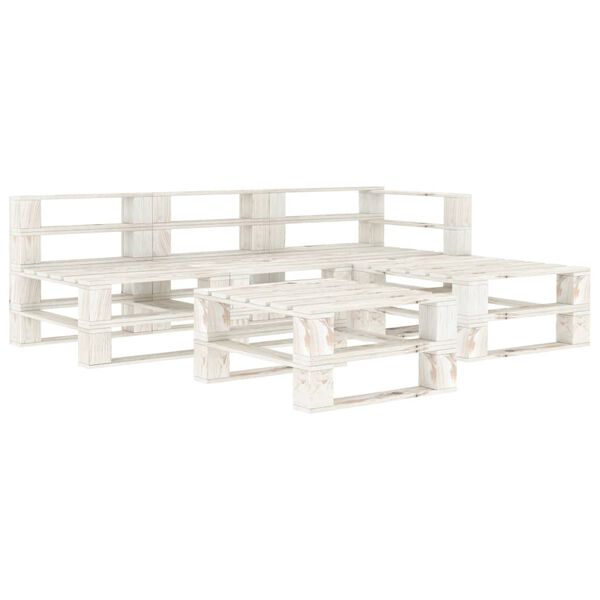 vidaXL 5-tlg. Garten-Lounge-Set aus Paletten Holz Wei&szlig;