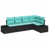 vidaXL Gartensofa-set 5 stk. Schwarz Poly-Rattan