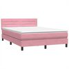 vidaXL Boxspringbett mit Matratze & LED Rosa 160x220 cm Samt