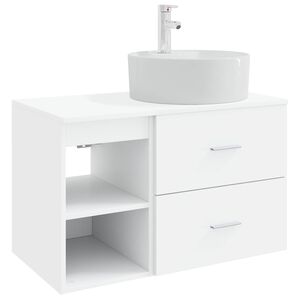 vidaXL Badezimmerm&ouml;bel-Set 2 pcs Wei&szlig; Holzwerkstoff
