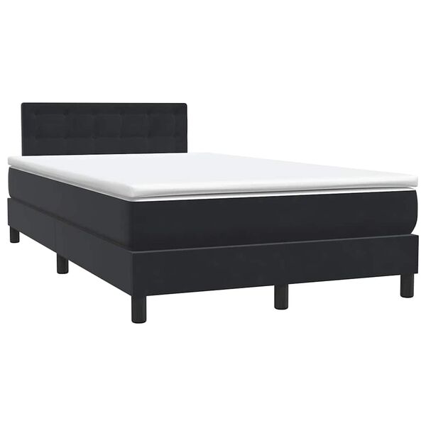 vidaXL Boxspringbett mit Matratze Schwarz 120x210 cm Samt