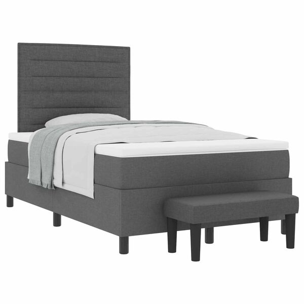 vidaXL Boxspringbett mit Matratze Dunkelgrau 120 x 190 cm Stoff
