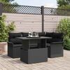 vidaXL Garten-Sofa-Set mit Kissen 5 pcs Schwarz Poly Rattan