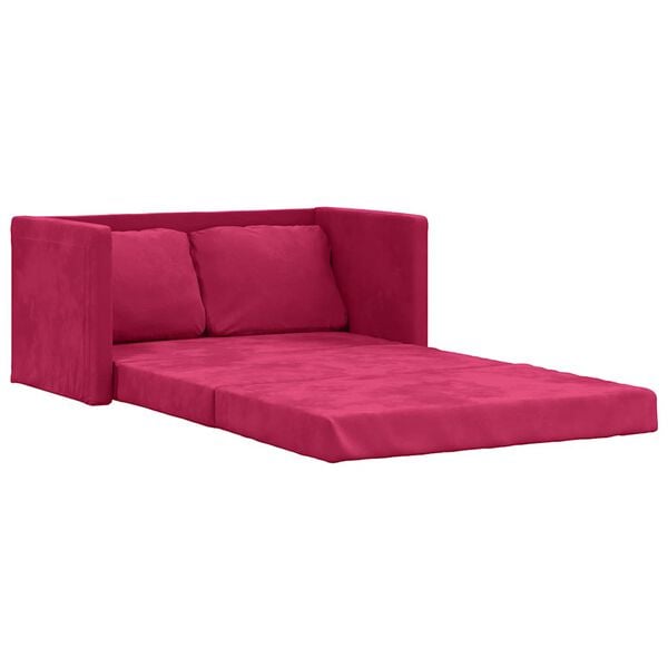 vidaXL Bodensofa mit Schlaffunktion Weinrot 122x204x55 cm Samt