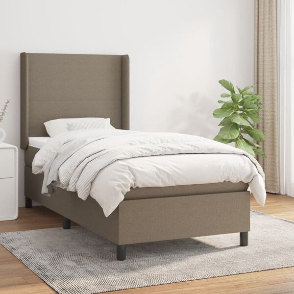 vidaXL Boxspringbett mit Matratze Taupe 90x190 cm Stoff
