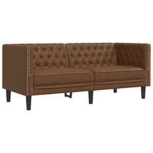 vidaXL Chesterfield-Sofa 2-Sitzer Braun Kunstleder in Wildleder-Optik