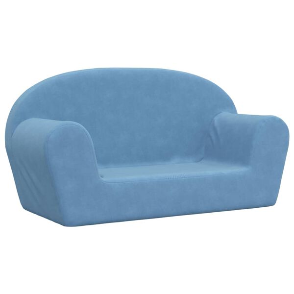 vidaXL Kindersofa 2-Sitzer Blau Weich Pl&uuml;sch