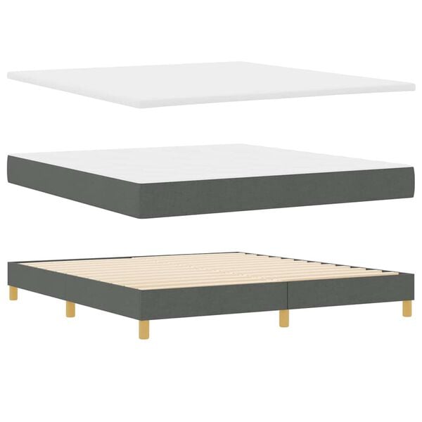 vidaXL Boxspringbett mit Matratze Dunkelgrau 200 x 180 cm Stoff