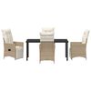 vidaXL Garten Essgruppe mit Kissen 5 pcs Beige Poly Rattan