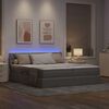 vidaXL Bett mit LED-Lichtleisten mit Kopfteil Taupe 200 x 200 cm Stoff