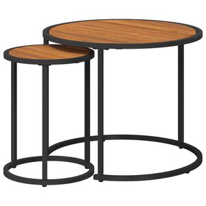 vidaXL Kaffeetisch Set 2 Stk. Nat&uuml;rlich und Schwarz 55 x 55 x 45 cm