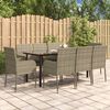 vidaXL 9-tlg. Garten-Essgruppe mit Kissen Schwarz und Grau Poly Rattan