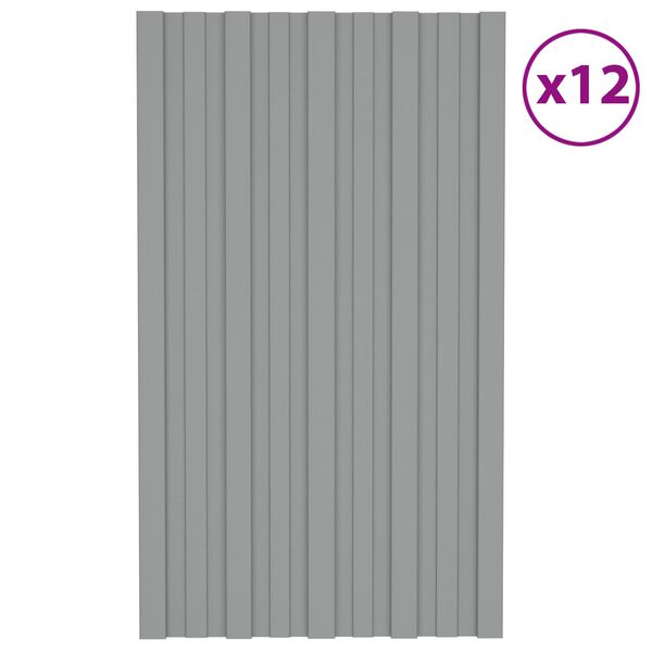 vidaXL Dachpaneel 12 pcs Grau 80 x 45 cm Verzinkter Stahl