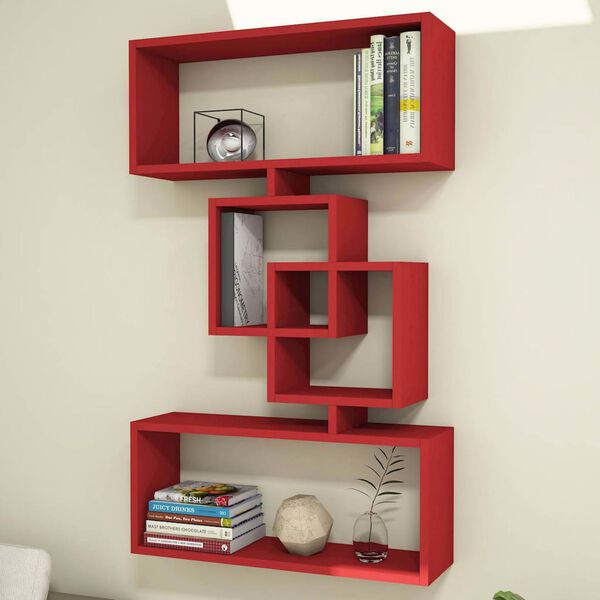 Homemania Wandregal Harmony 70x22x117 cm Rot