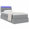 vidaXL Bett mit Stauraum und LED mit LED Hellgrau 90 x 190 cm Stoff