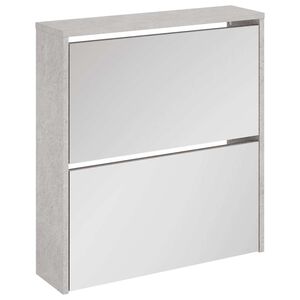 vidaXL Schuhschrank mit Spiegel 2 F&auml;cher Betongrau 63x17x67 cm